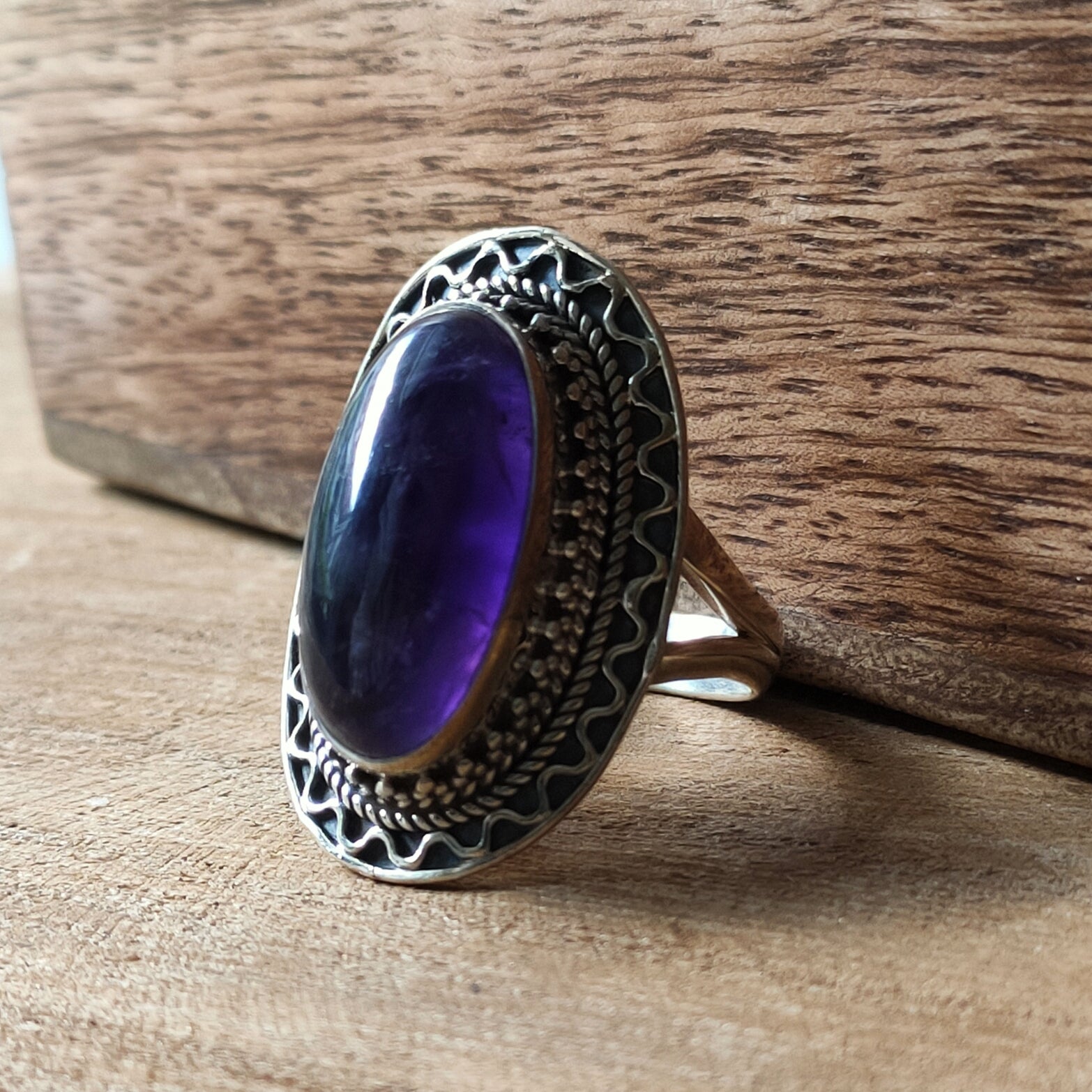 Ring | Sterling zilver & amethist | maat 18,25 image 1