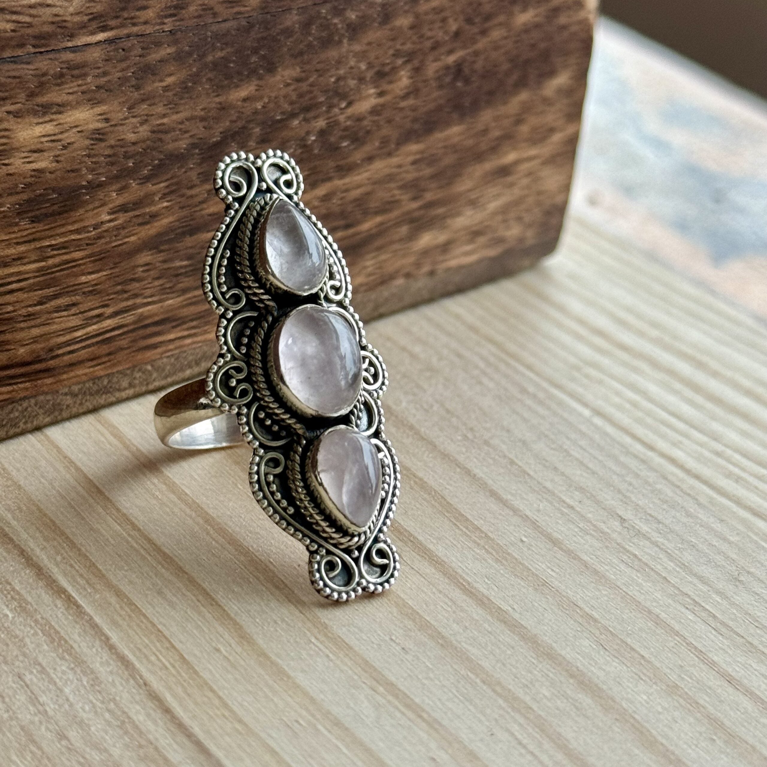 Ring | Sterling zilver & rozenkwarts | maat 18,25 image 1