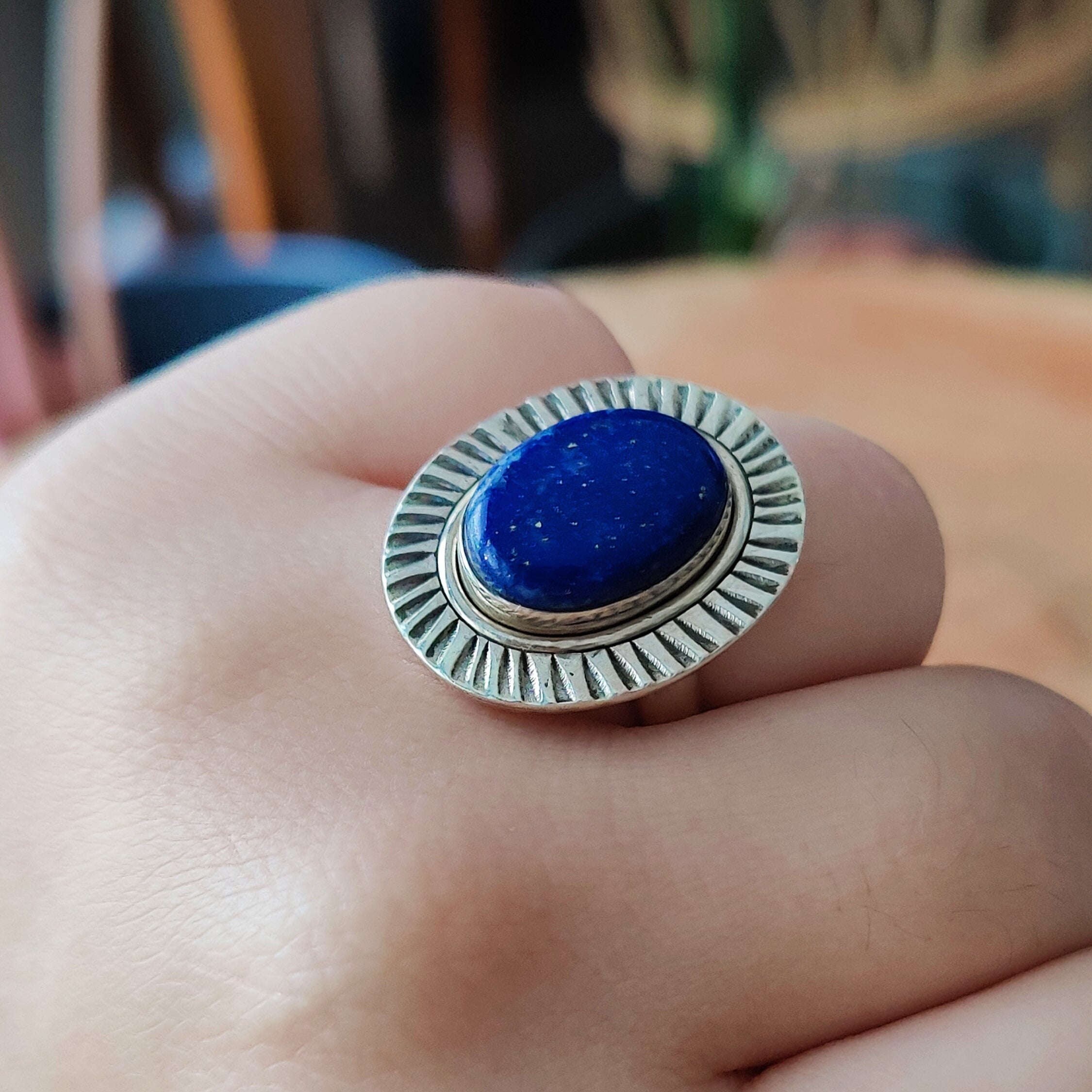 Ring | Sterling zilver & lapis lazuli | maat 18,5 image 0