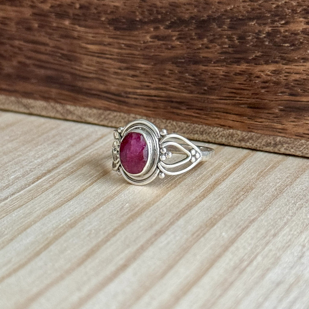 Ring | Sterling zilver & robijn | maat 18,25 image 2
