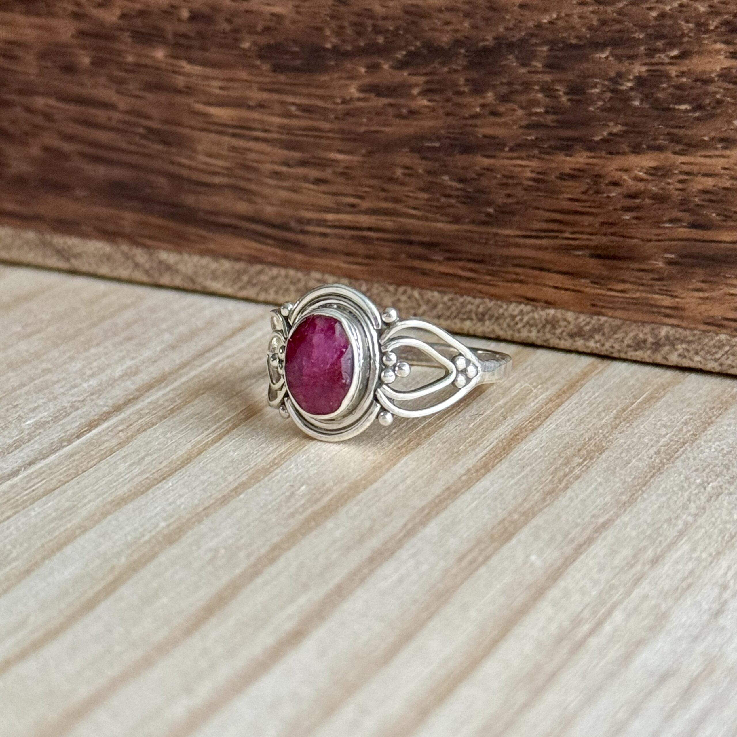 Ring | Sterling zilver & robijn | maat 18,25 image 2