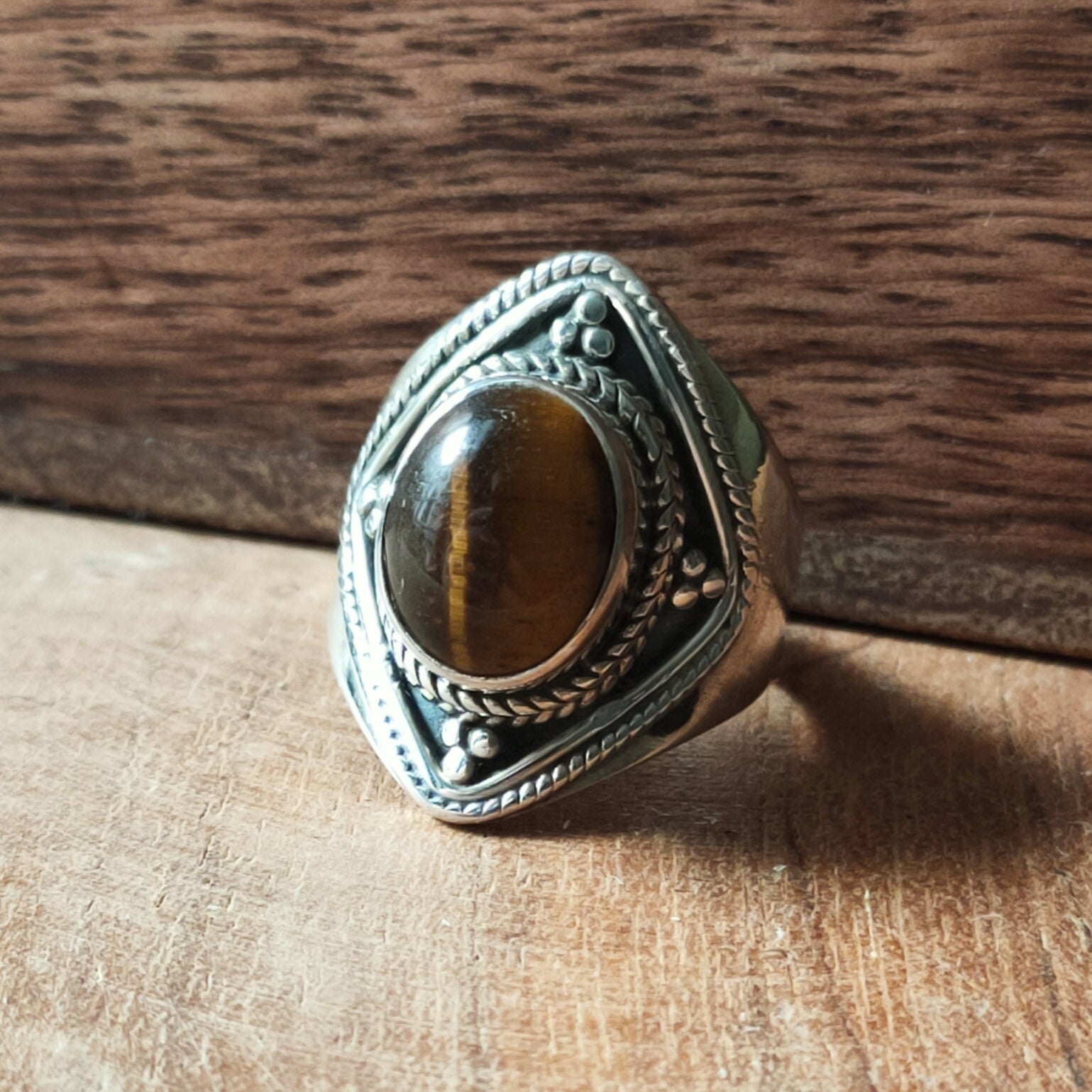 Ring Agni | Sterling zilver & tijgeroog | maat 16,25 image 0
