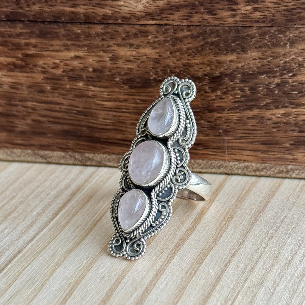 Ring | Sterling zilver & rozenkwarts | maat 18,25 image 2