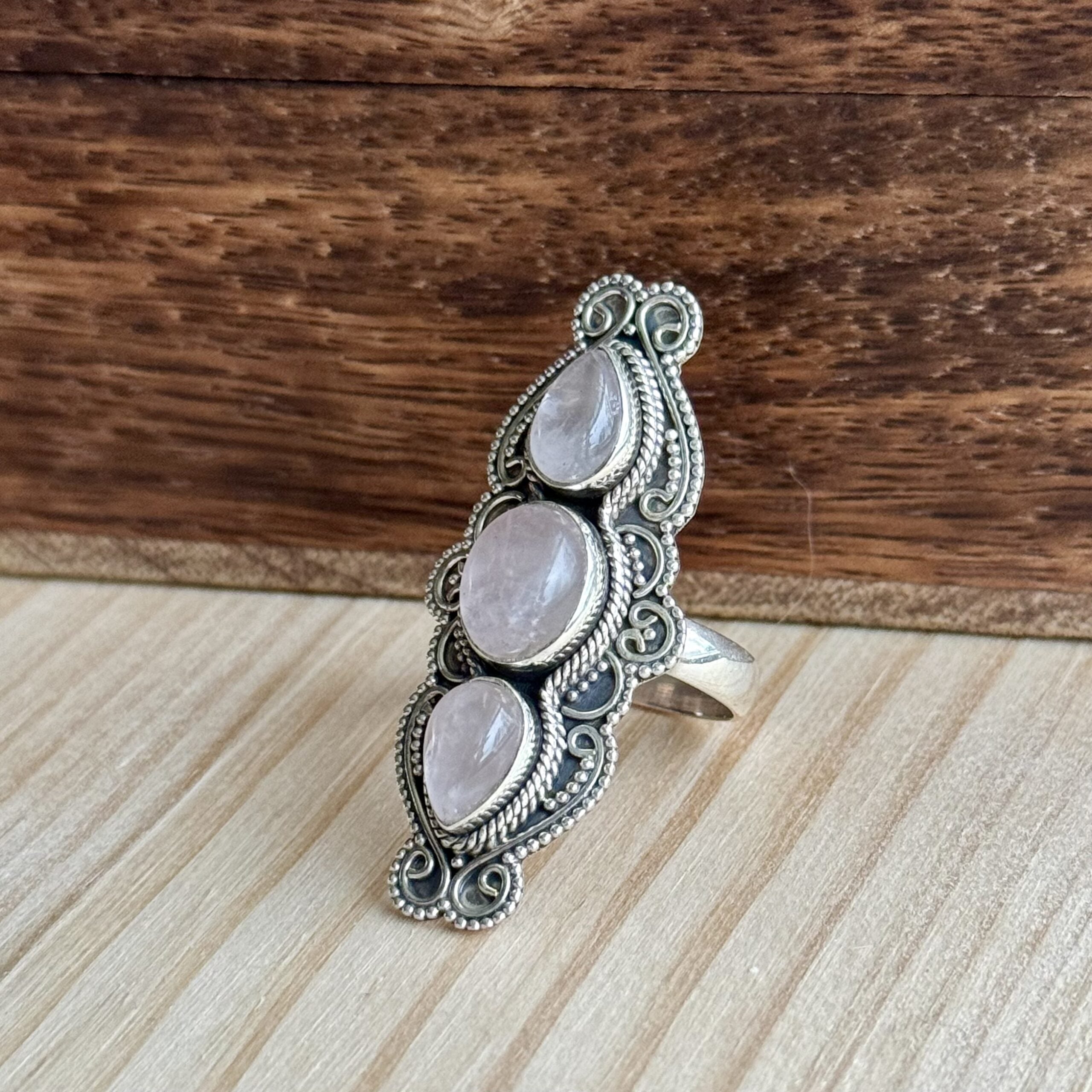 Ring | Sterling zilver & rozenkwarts | maat 18,25 image 2