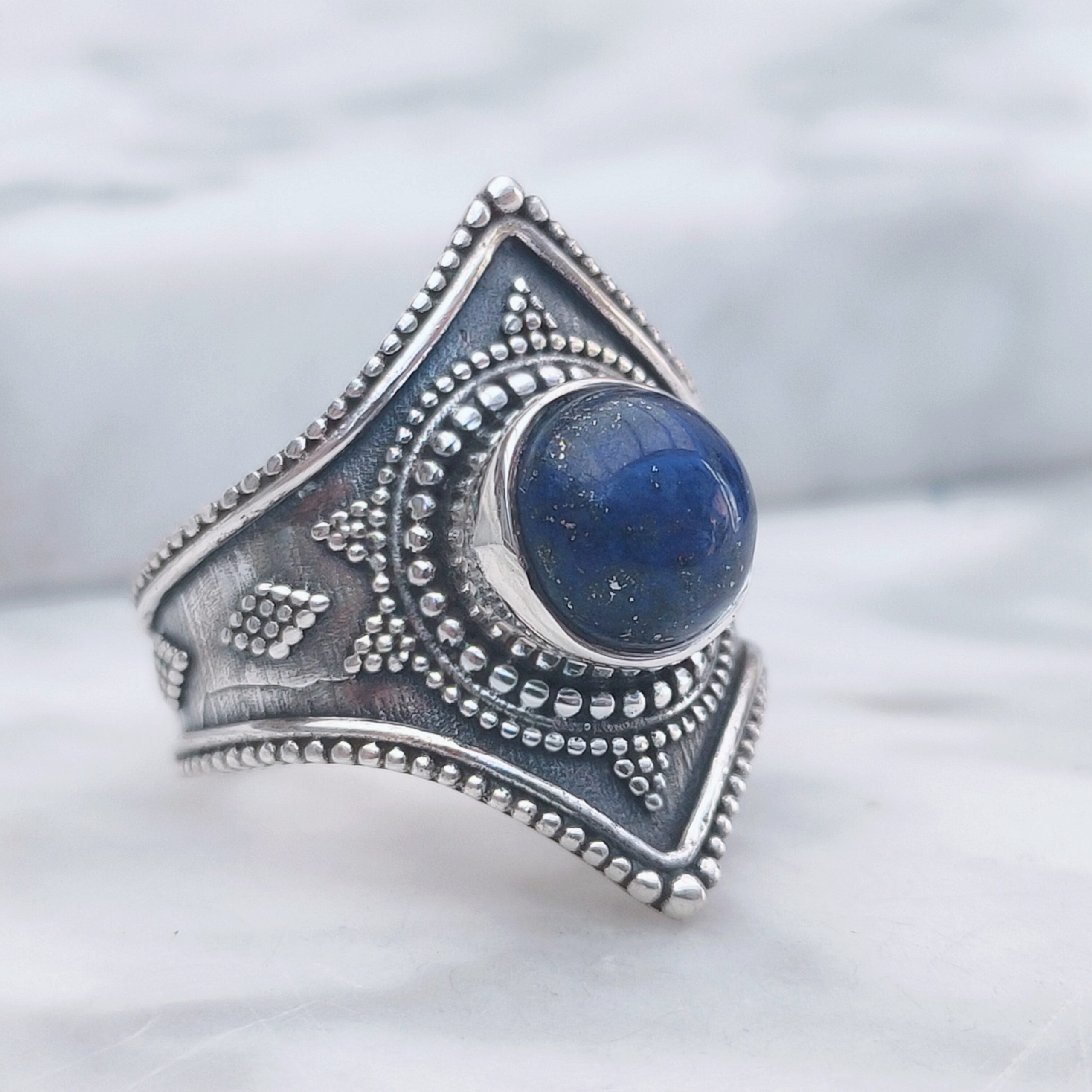 Ring Gajner | Sterling zilver & lapis lazuli | maat 17,5 image 1