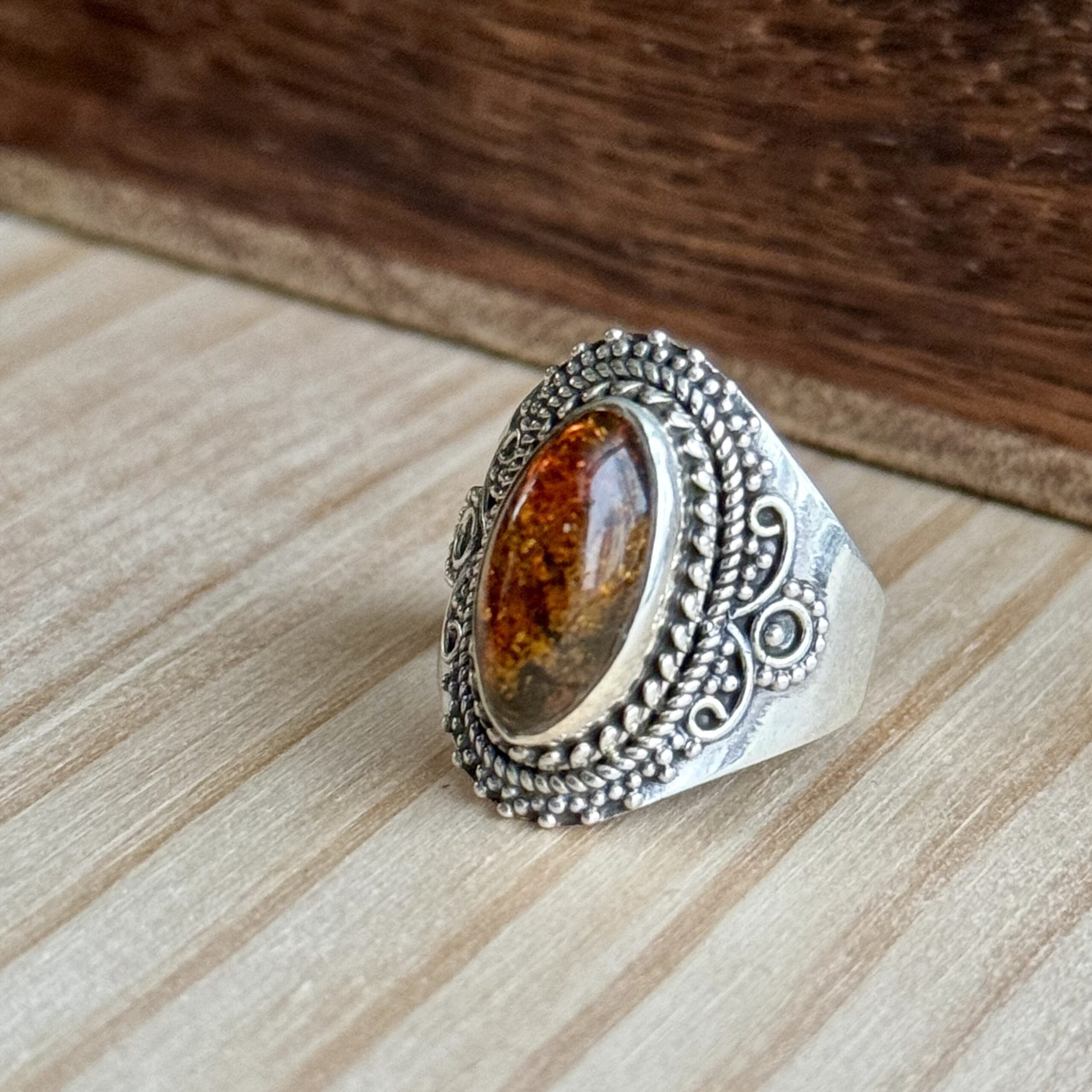 Ring | Sterling zilver & amber | maat 17,75 image 2