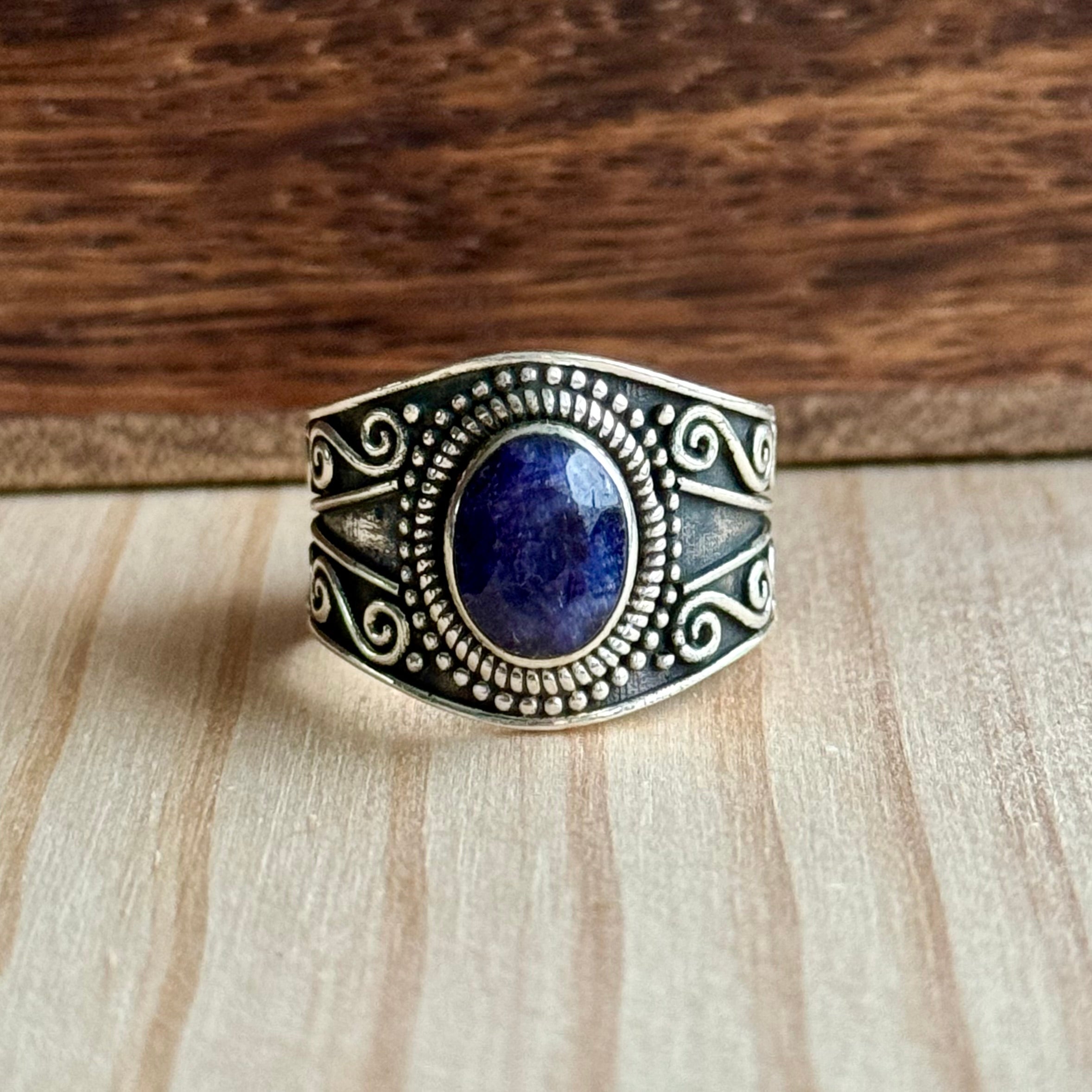 Ring | Sterling zilver & lapis lazuli | maat 17,75 image 0