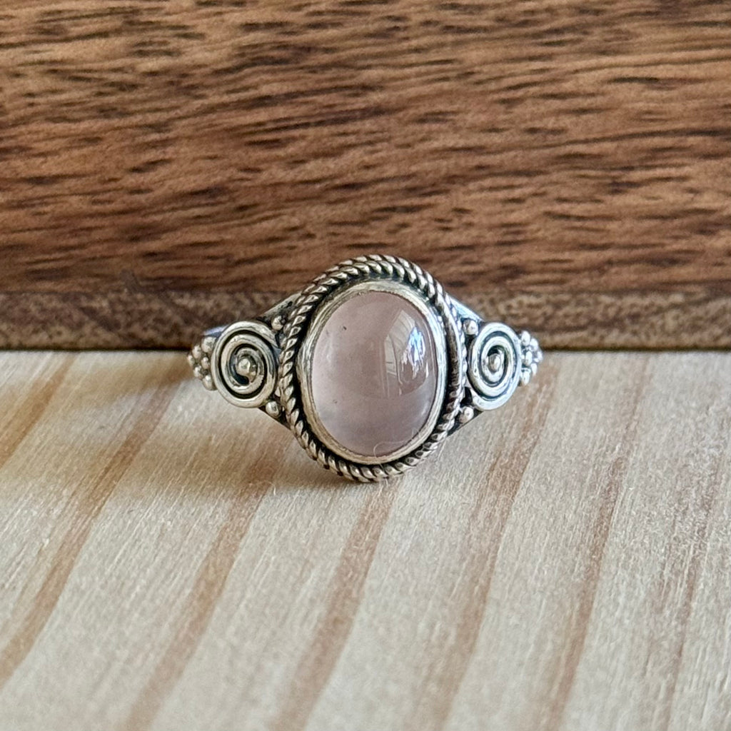 Ring | Sterling zilver & rozenkwarts | maat 18 image 1