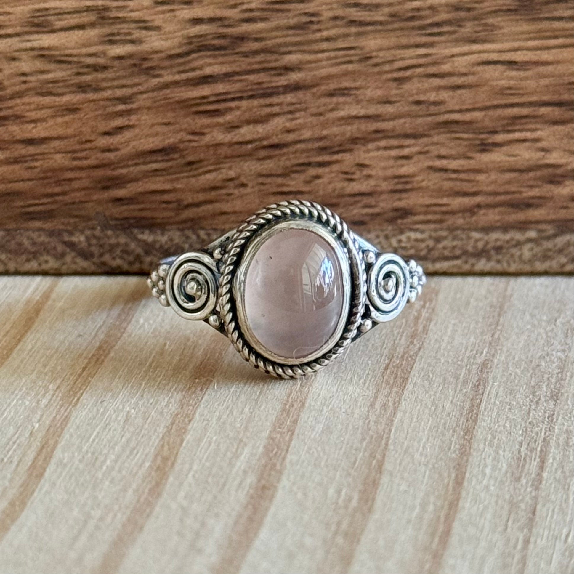 Ring | Sterling zilver & rozenkwarts | maat 18 image 1