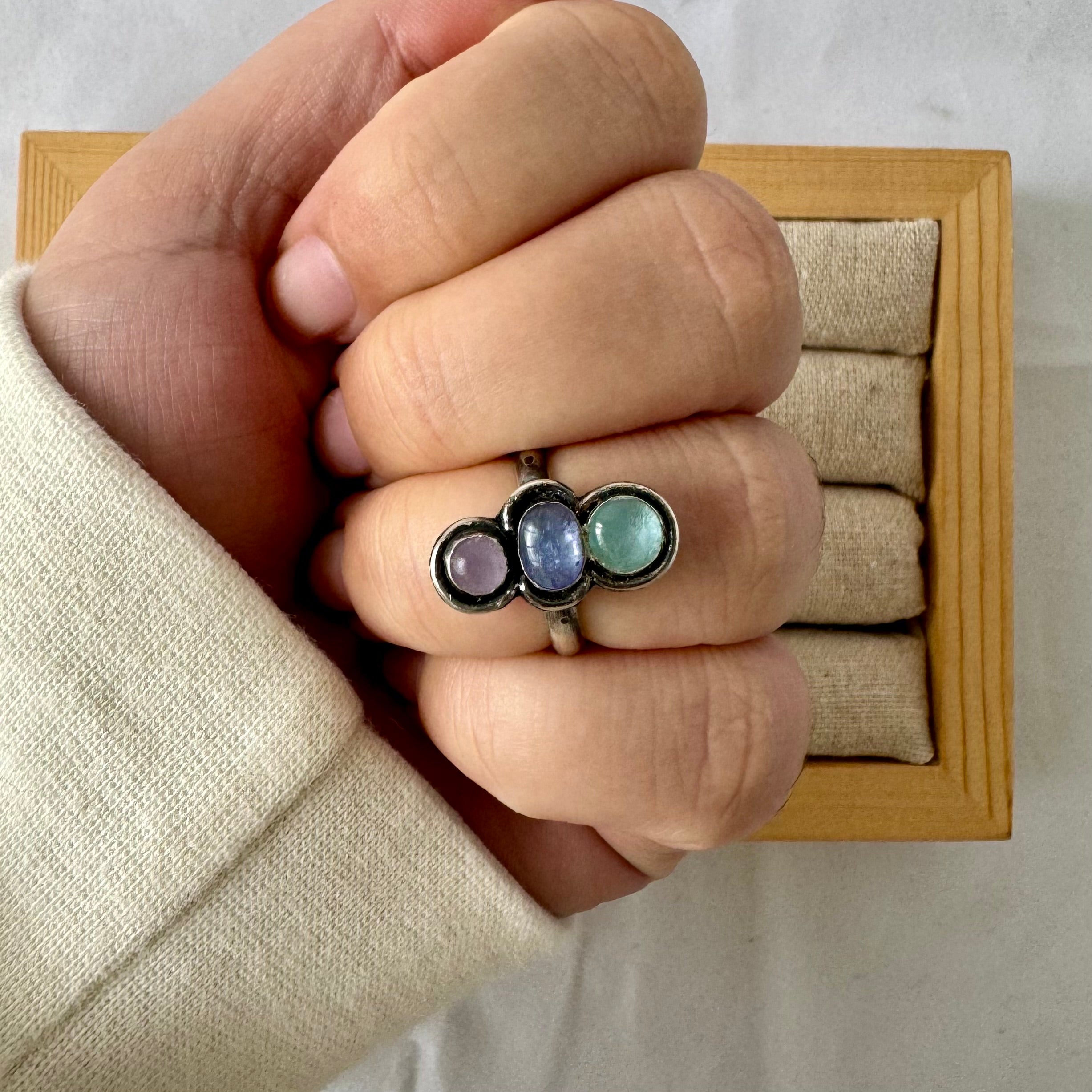 Ring Stacked pastel | Sterling zilver & edelstenen | maat 16,5 | BY AIS image 3