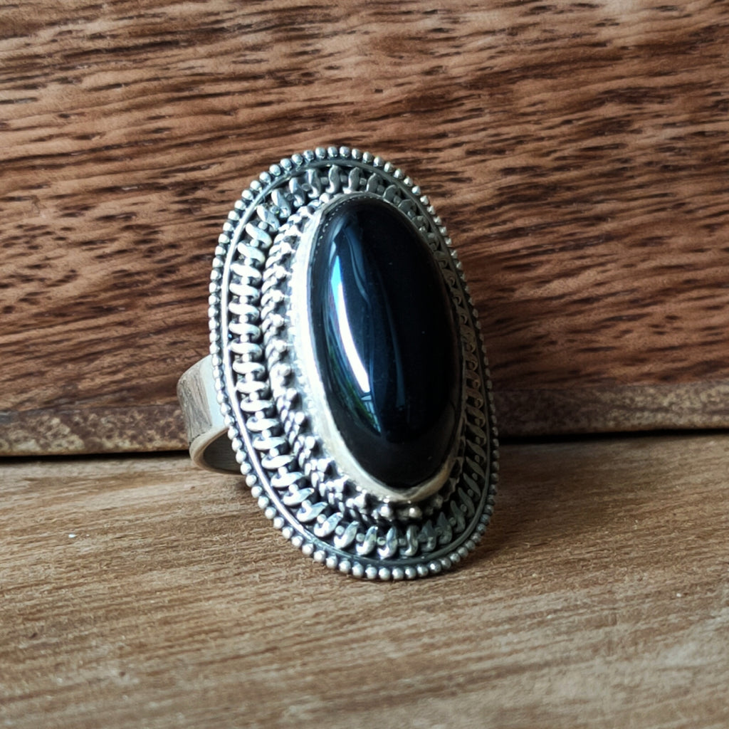 Ring | Sterling zilver & onyx | maat 17,5 image 2