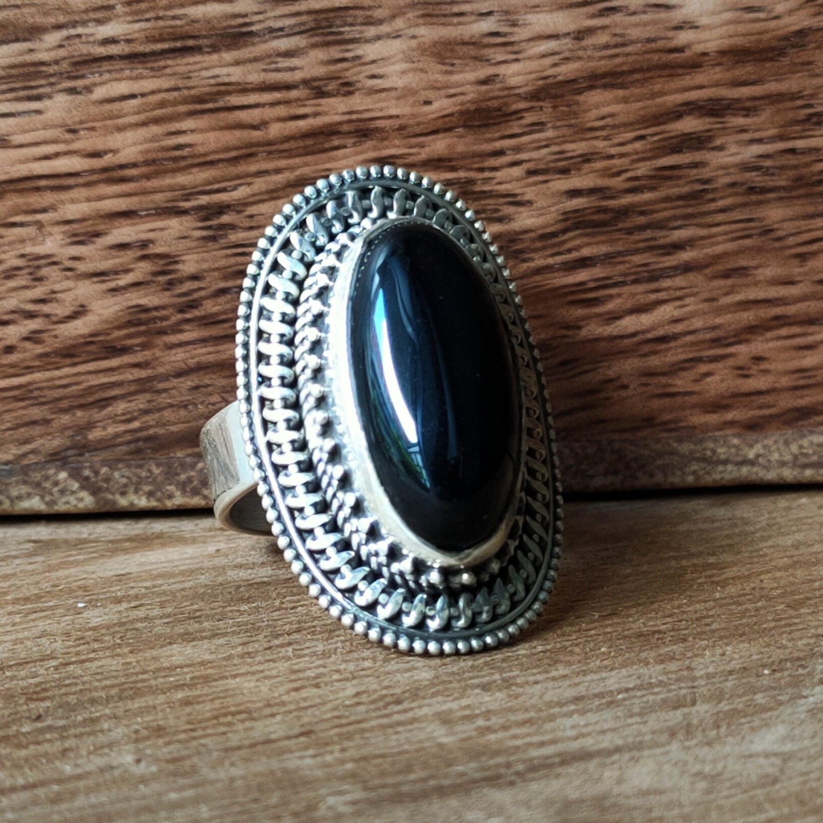 Ring | Sterling zilver & onyx | maat 17,5 image 2