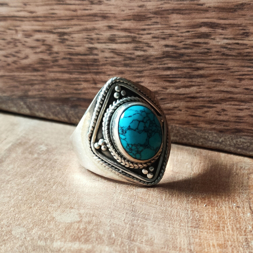 Ring Agni | Sterling zilver & turkoois | maat 18 image 1