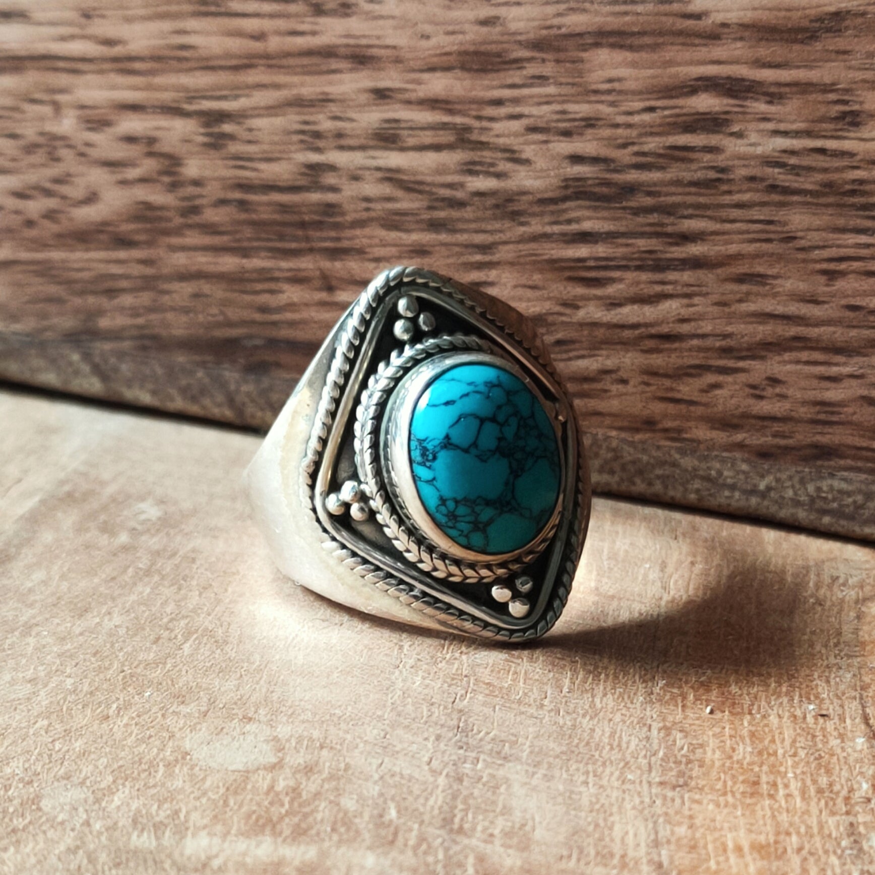 Ring Agni | Sterling zilver & turkoois | maat 18 image 1