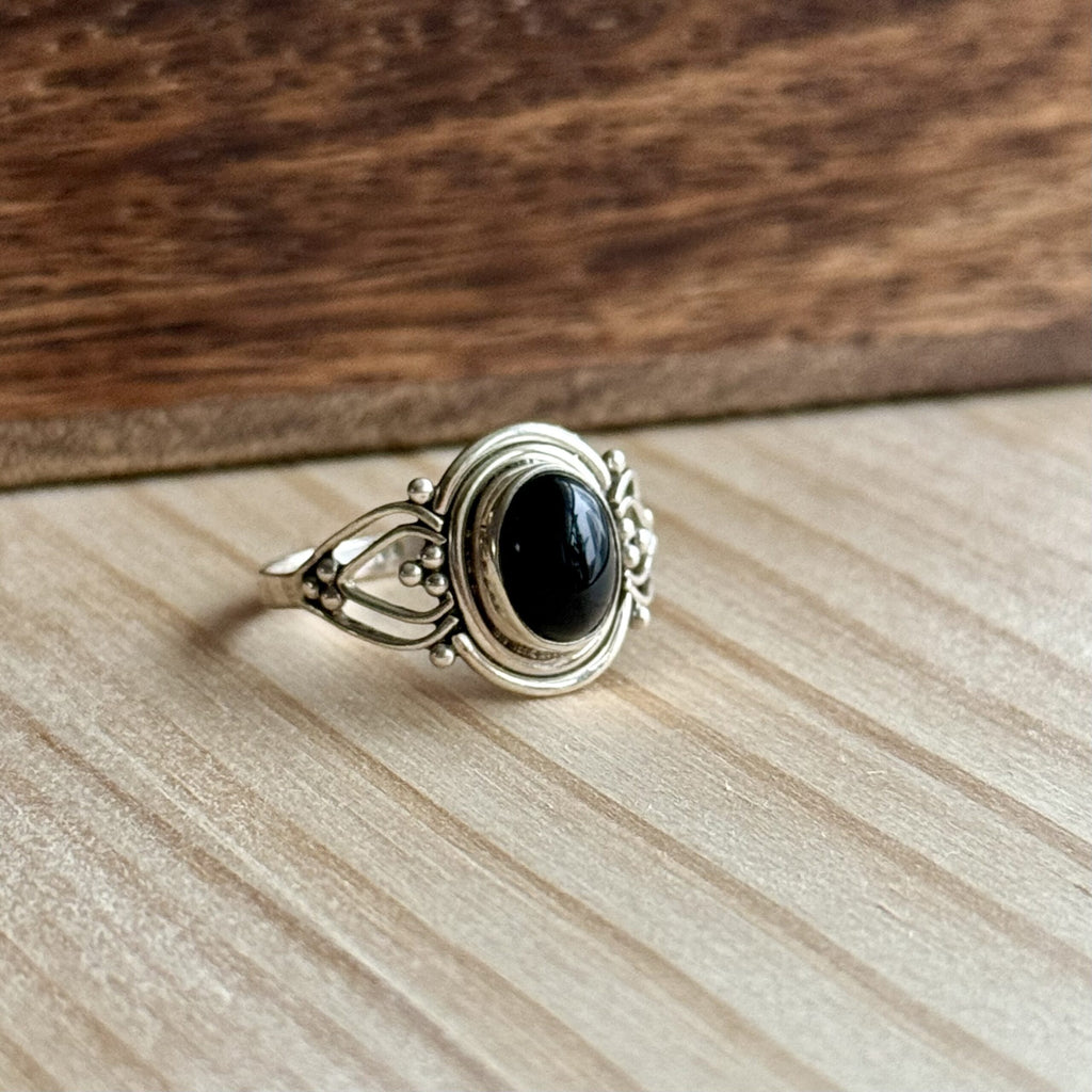 Ring | Sterling zilver & onyx | maat 17 image 1