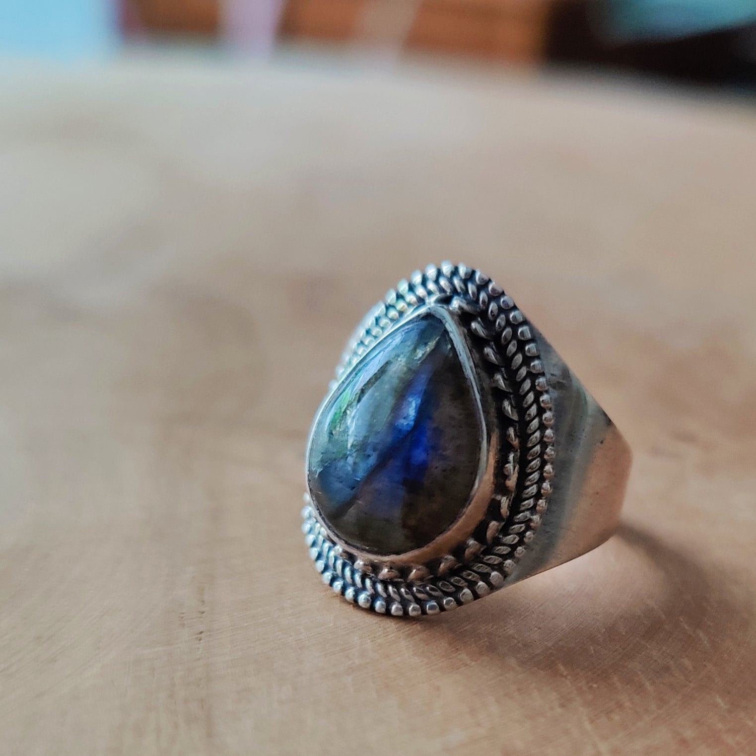 Ring | Sterling zilver & labradoriet | maat 18,25 image 1