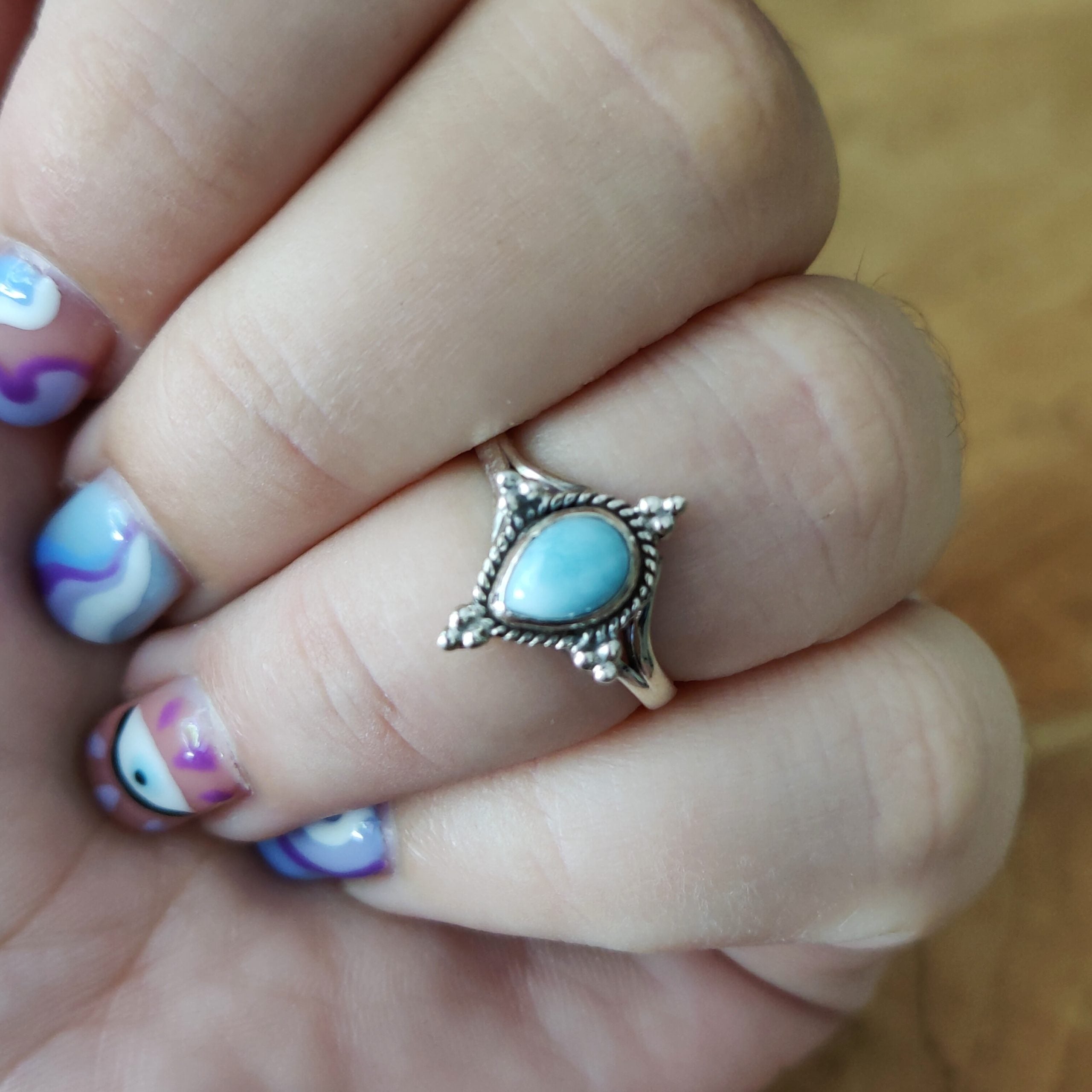 Ring | Sterling zilver & larimar | maat 17 image 2