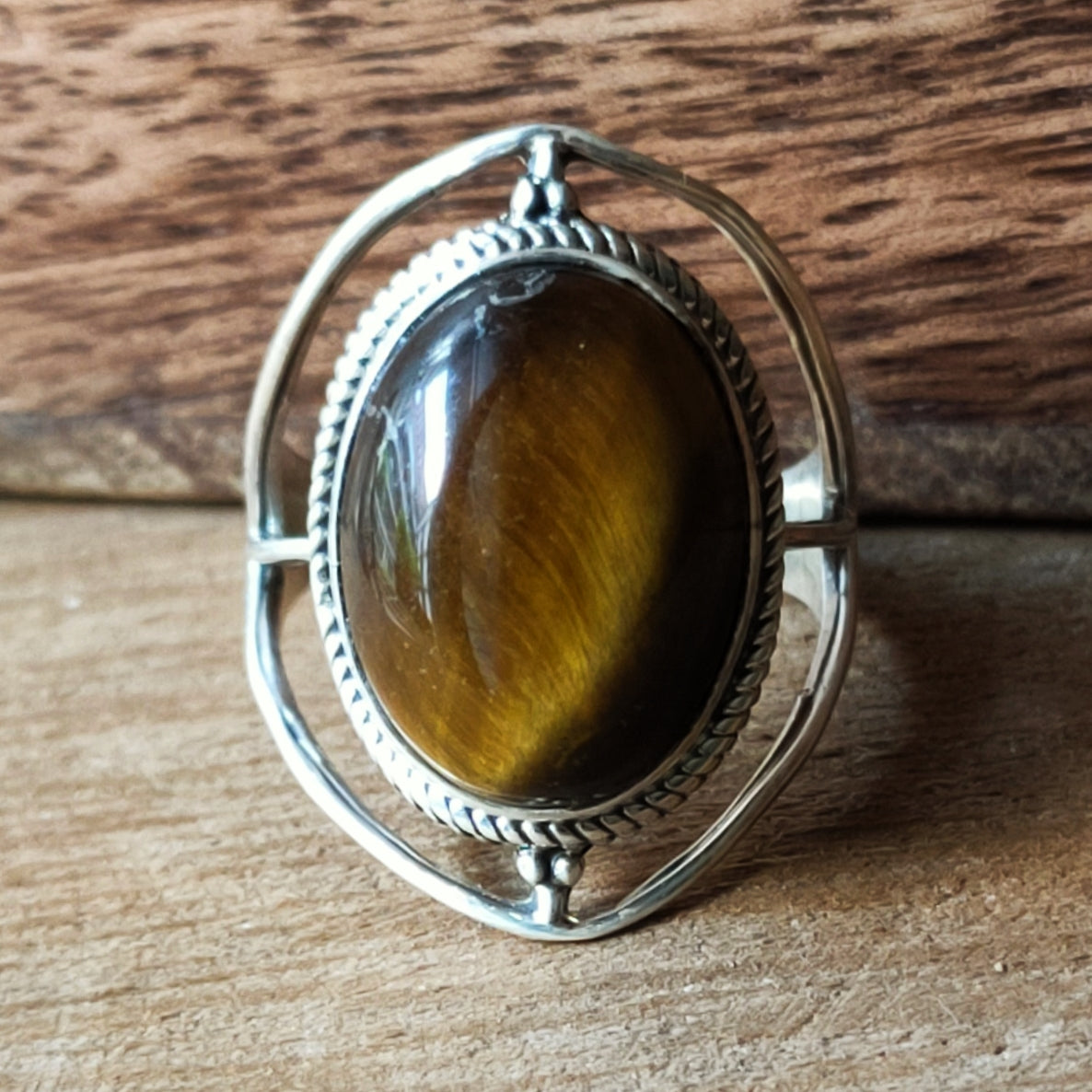 Ring Sundar | Sterling zilver & tijgeroog | maat 17,5 image 1