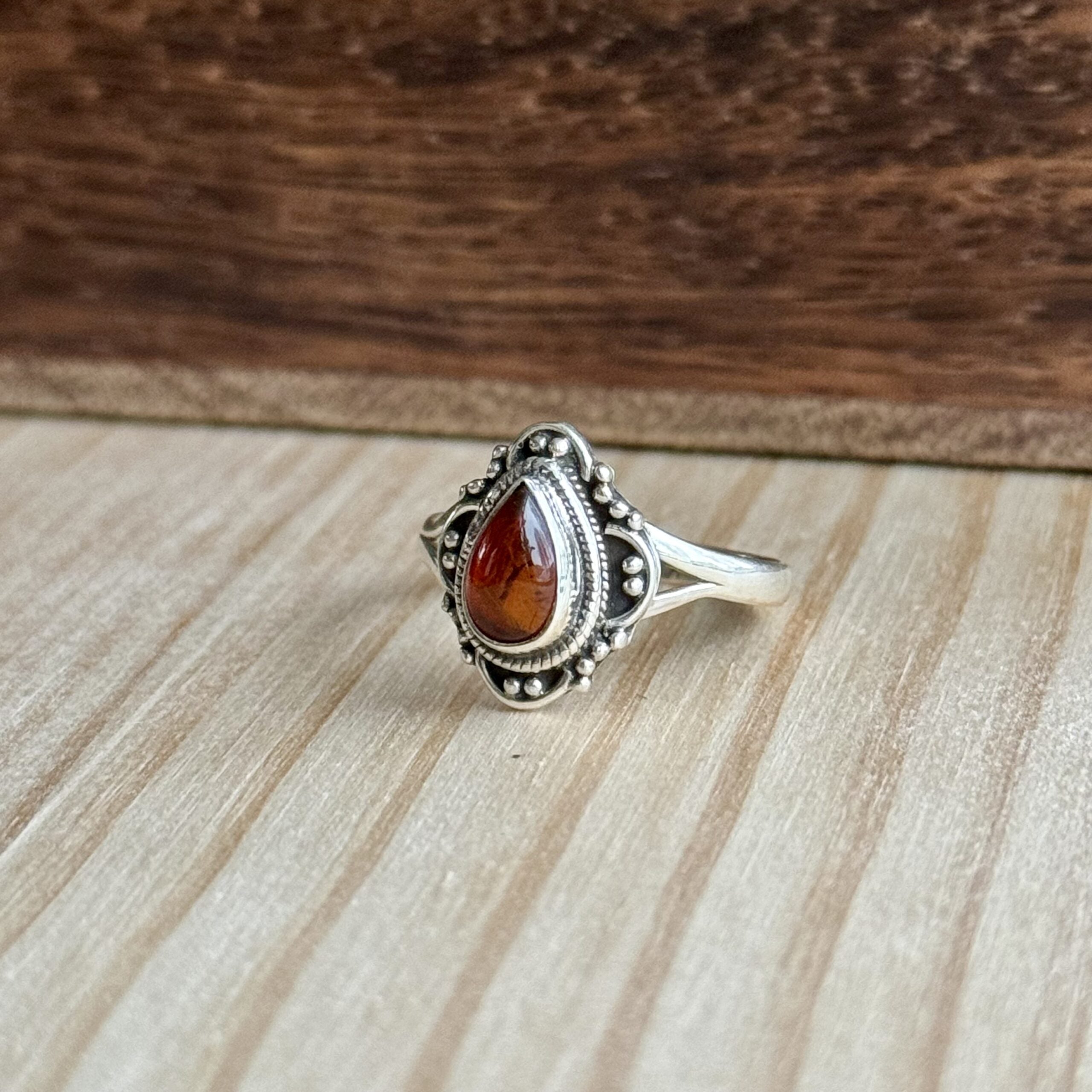 Ring | Sterling zilver & amber | maat 18 image 2
