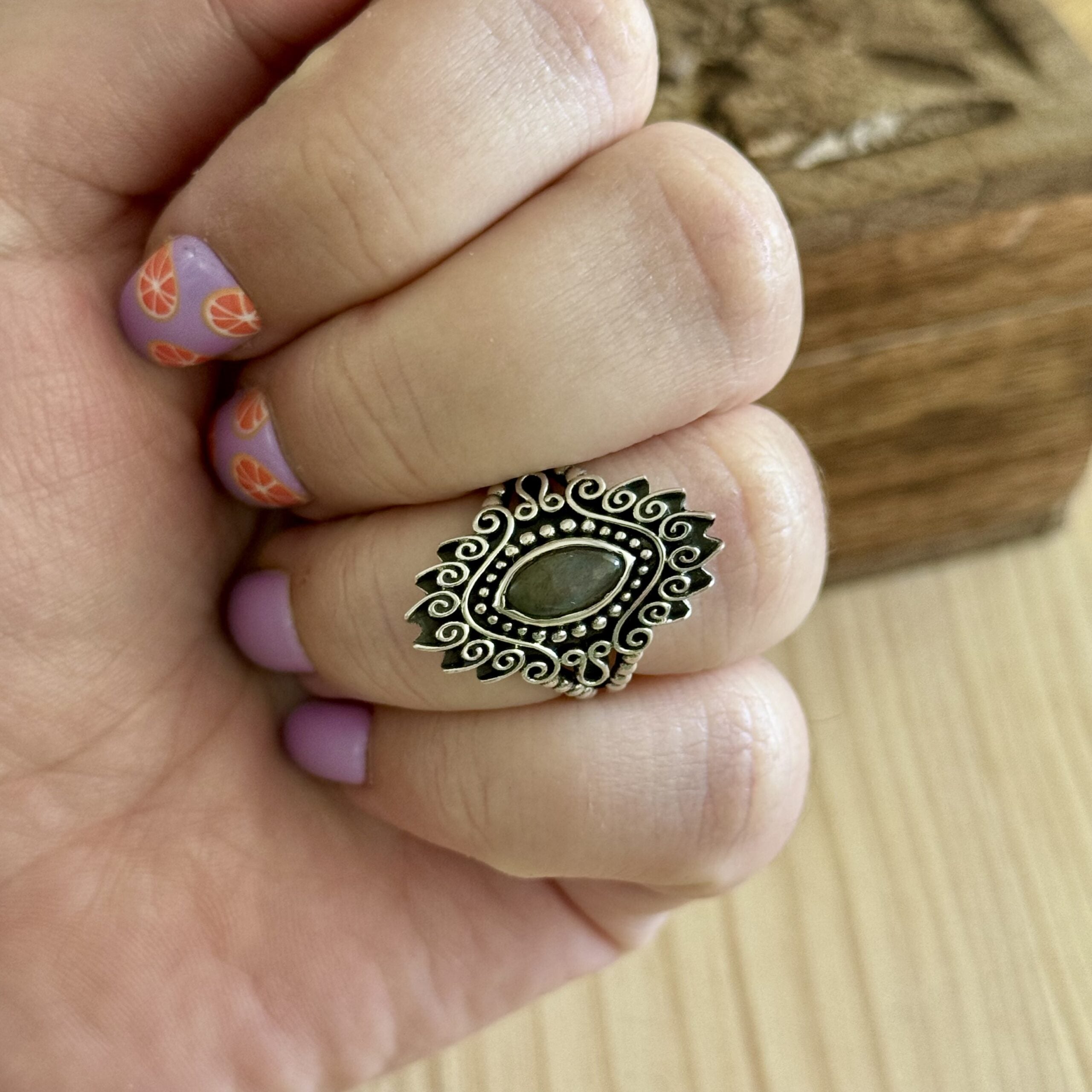 Ring | Sterling zilver & labradoriet | maat 17,25 image 2