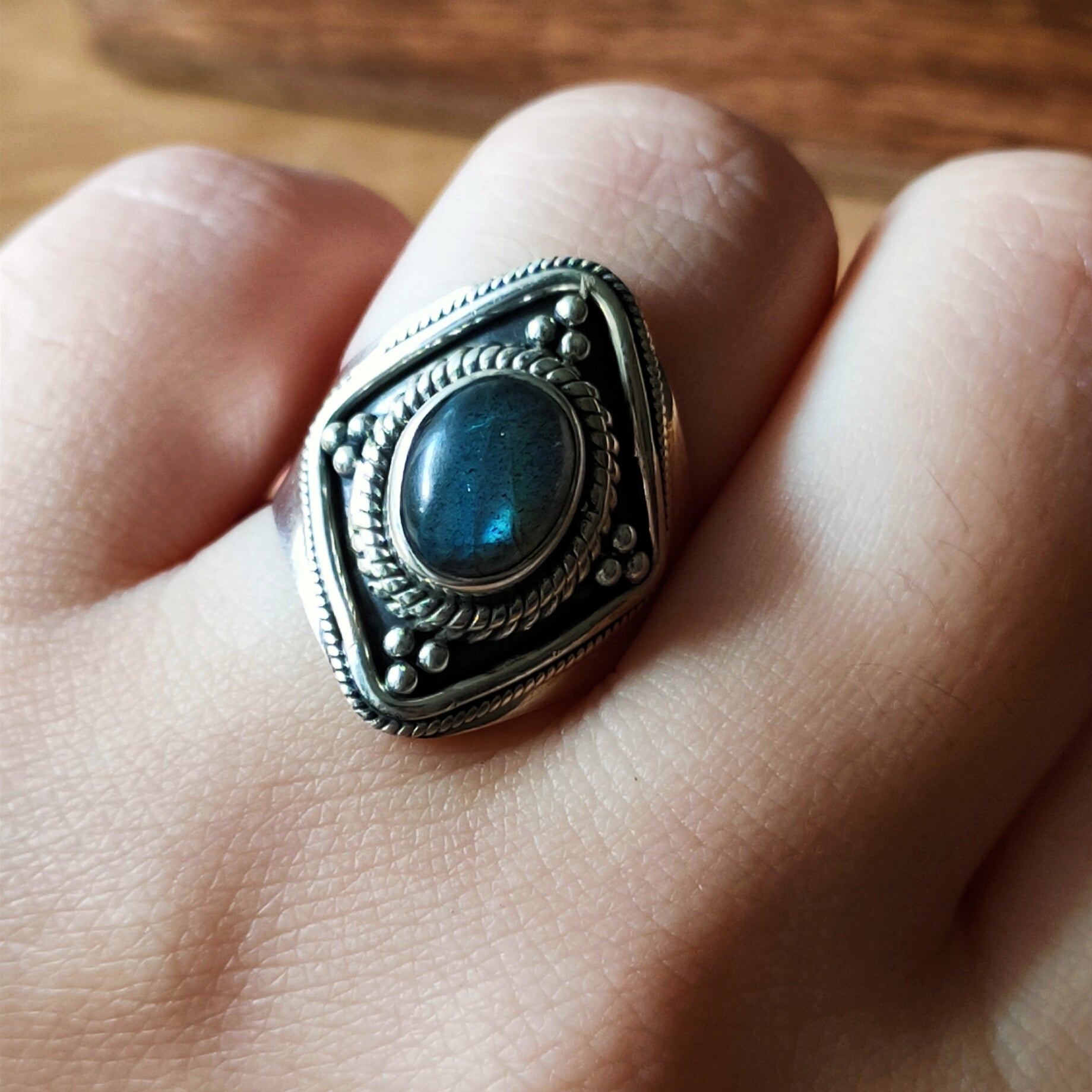 Ring Agni | Sterling zilver & labradoriet image 0